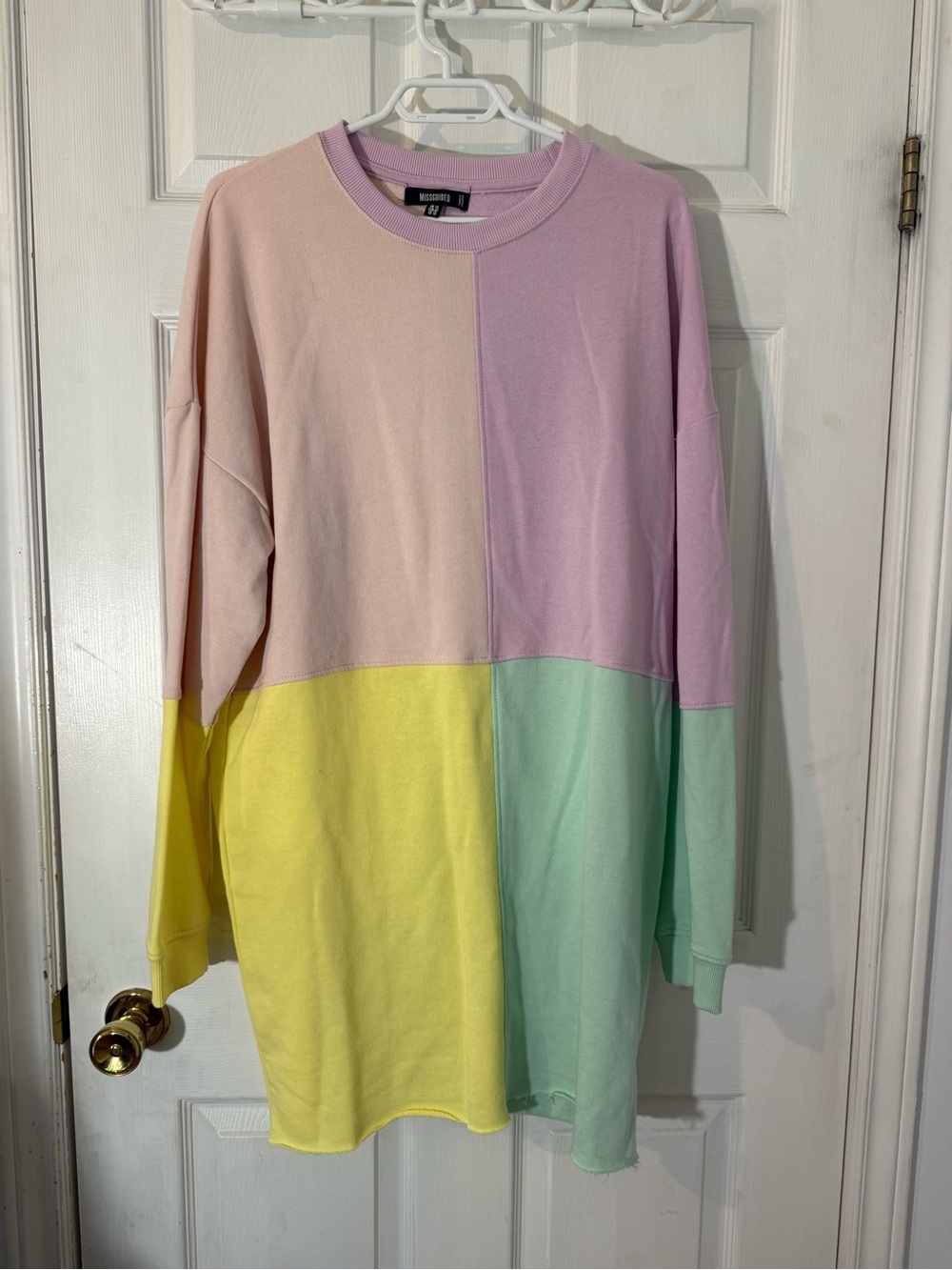 Missguided Pastel Colorblock Crewneck Sweater Dress